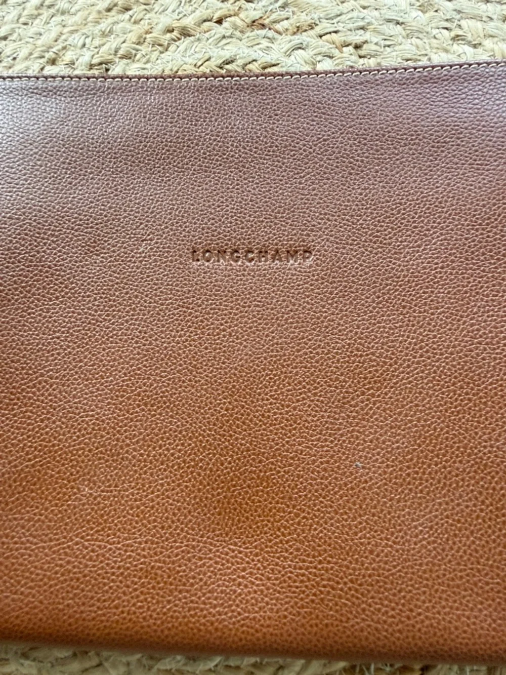 Longchamp Cognac Brown Leather iPad Case